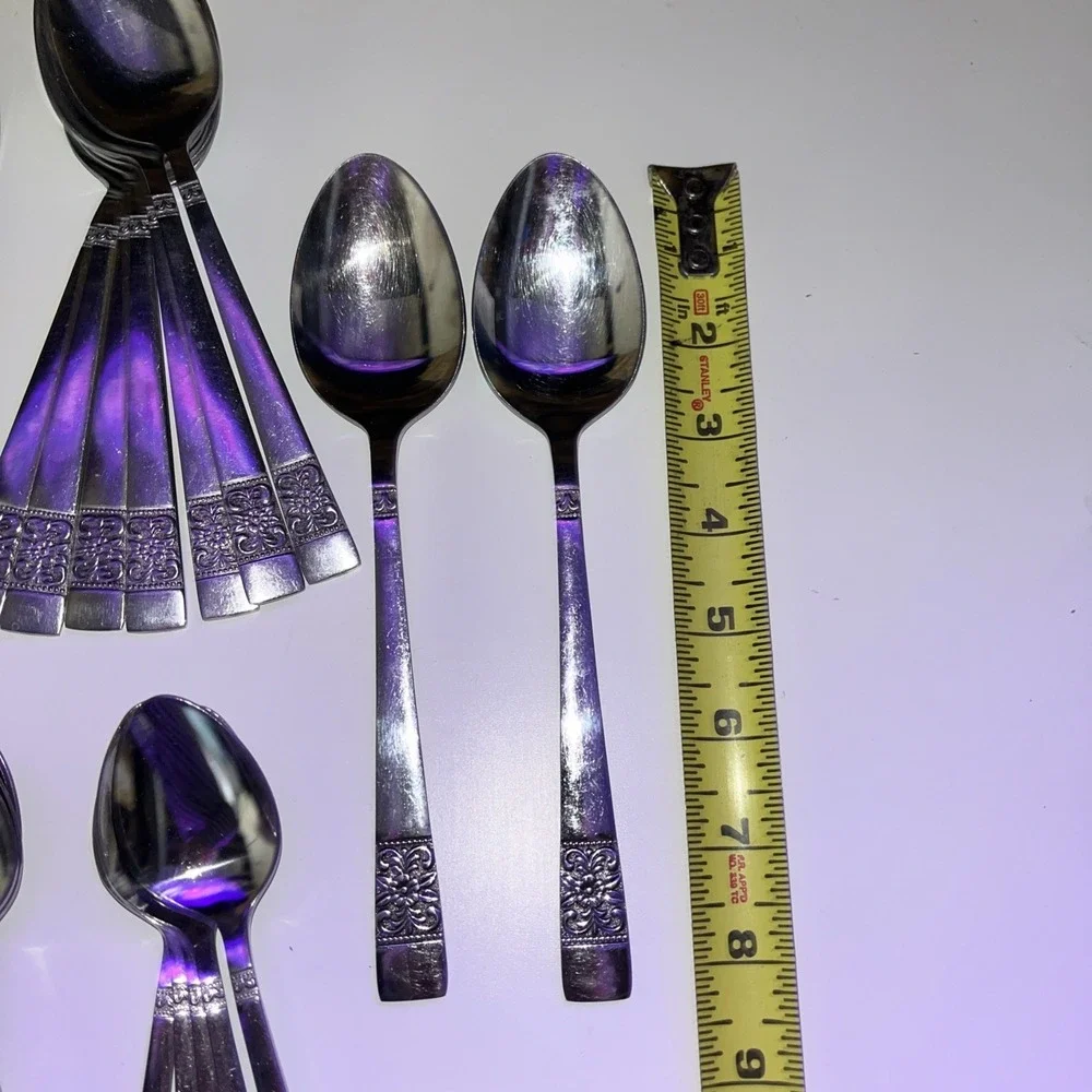 Lot of 37 Continental Silver CSS29 Stainless Flatware Floral‎ Black Accent